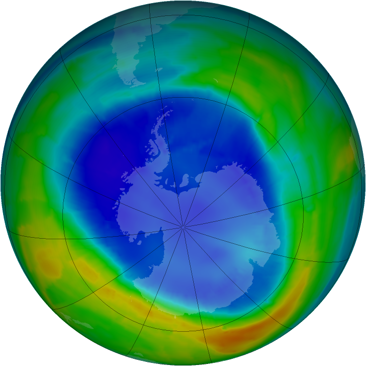 Antarctic ozone map for 30 August 2013
